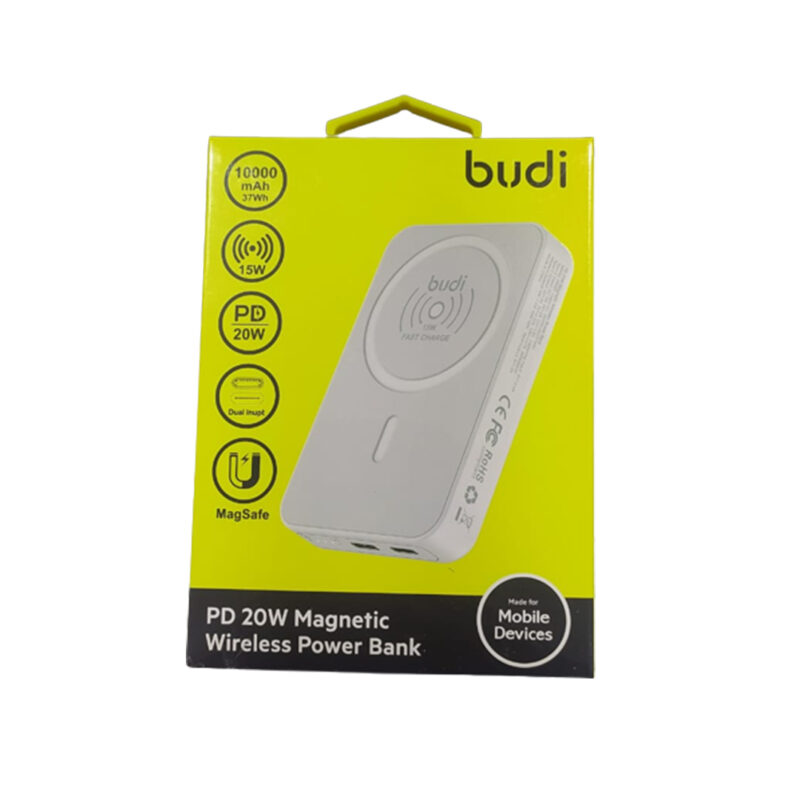 Budi Power Bank Wireless 10000mAh PB099B - Ricarica Rapida 20W Con Ventose - Compatibile IPhone E Android
