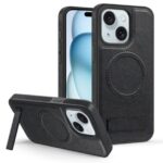 Magnetic Leather Case for iPhone 15, Hard Back PU Leather Case with Wireless Charging, MagSafe Compatible Shockproof Phone Cover