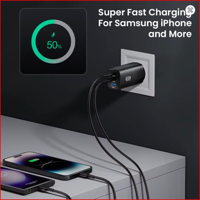 ASOMETECH GaN USB Type C Fast Charger 65W, 45W with Power Delivery, PPS PD QC4.0 Quick Charger for Macbook, Laptop, Tablet, iPhone, Android - Image 5