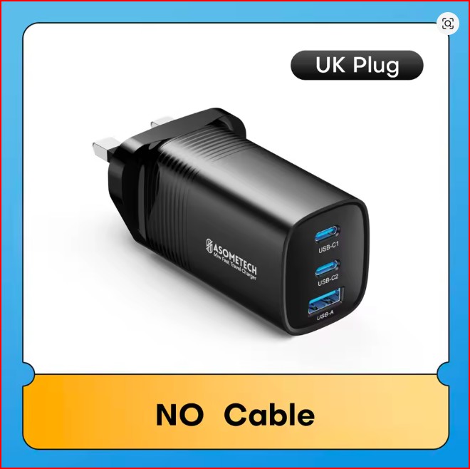 ASOMETECH GaN USB Type C Fast Charger 65W, 45W with Power Delivery, PPS PD QC4.0 Quick Charger for Macbook, Laptop, Tablet, iPhone, Android