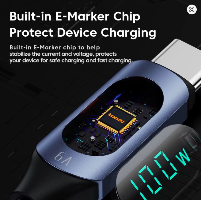 Toocki Type C to Type C Cable 100W PD Fast Charging USB C to USB C Display Braided Cable for Macbook, Laptop, Tablet, iPhone, Android, Phone - Image 5
