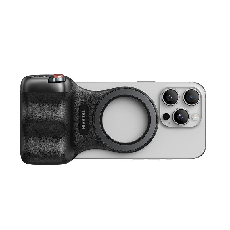 TELESIN Magnetic Camera Grip for Smartphone – Wireless Shutter Handle for Mobile Photography (Black)