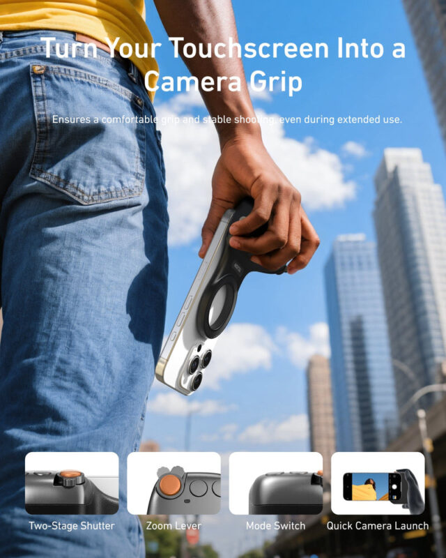 TELESIN Magnetic Camera Grip for Smartphone – Wireless Shutter Handle for Mobile Photography (Black) - Image 3