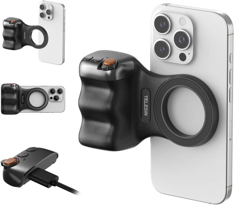 TELESIN Magnetic Camera Grip for Smartphone – Wireless Shutter Handle for Mobile Photography (Black) - Image 9