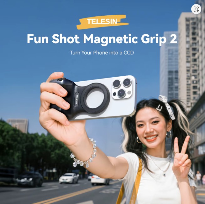 TELESIN Magnetic Camera Grip for Smartphone – Wireless Shutter Handle for Mobile Photography (Black) - Image 6